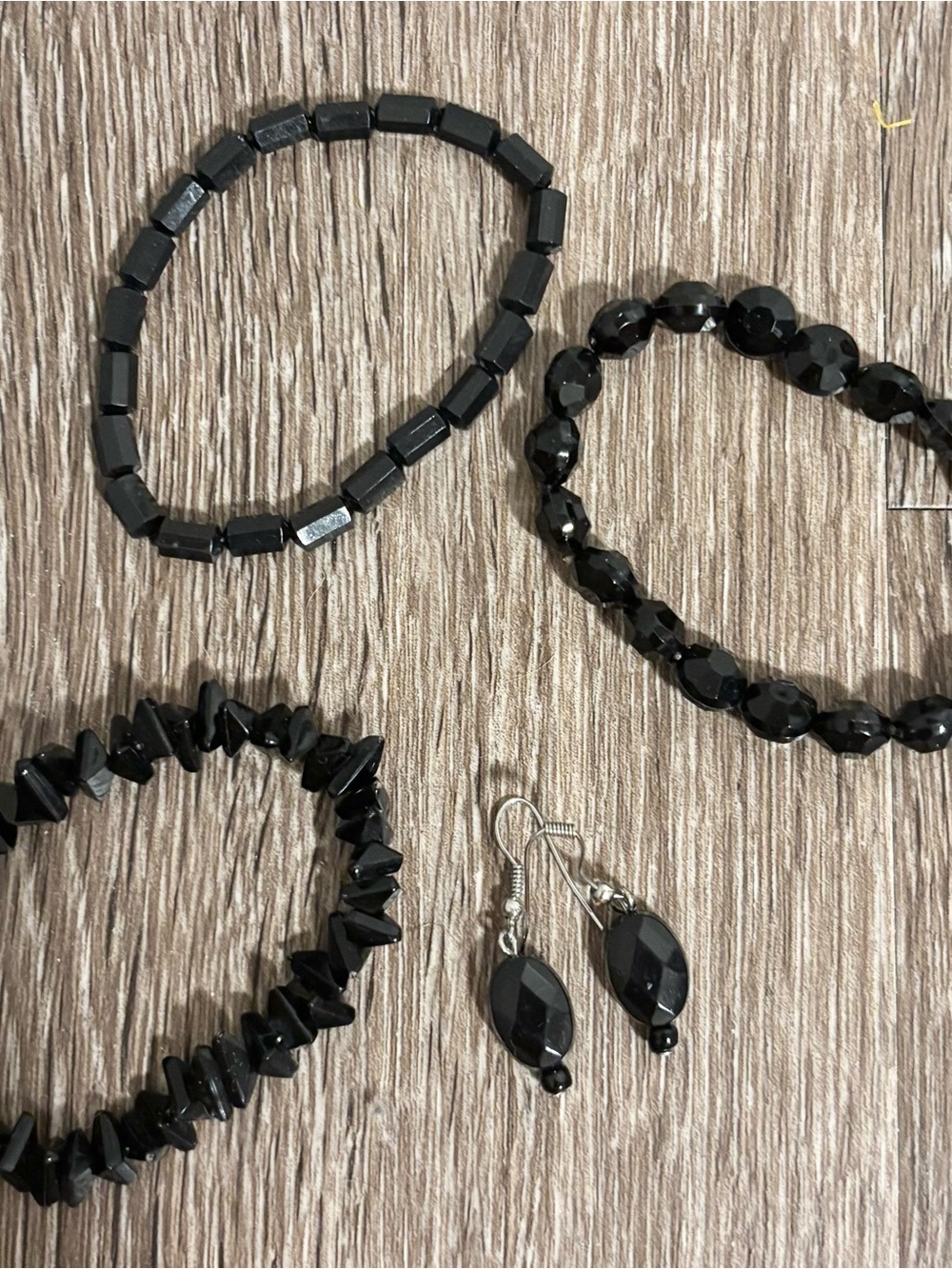 Black Beaded Bracelet & Earrings Set - Women's Jewelry